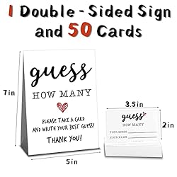 Eilcoly Guess How Many Game Cards & Sign for Bridal