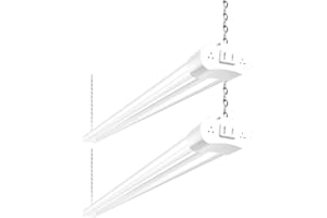 hykolity 2 Pack 4FT Linkable LED Shop Light for Garage, 4400lm, 4FT 42W, 5000K Daylight LED Workbench Light Fixture with Plug, Hanging or Surface Mount, White - ETL