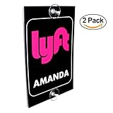 LYFTPersonalized Removable Suction Cup Display Cards - Pack of 2 Placard Decals for Front & Back Windshield - Perfect Accessory Signs for Lyft Rideshare Drivers