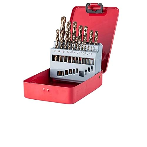 Gonnely M35 Cobalt Drill Bit Set, 13Pcs Twisted Drill Bits Set, 135 Degree Cutting, HSS-Co Cobalt Straight Handle Jobber with Metal Box for Stainless Steel Copper (1.5-6.5 mm)