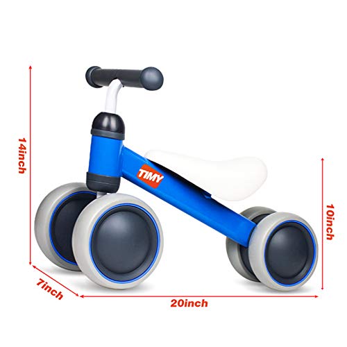 Timy Baby Balance Bike for 1 Year Old Kids Riding Toys for 10-24 Months Toddler No Pedal 4 Wheels Boy Girl First Birthday Gift