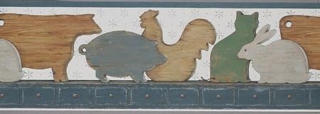 Farming Country Animals Cutting Board Wallpaper Border - Blue Edge…