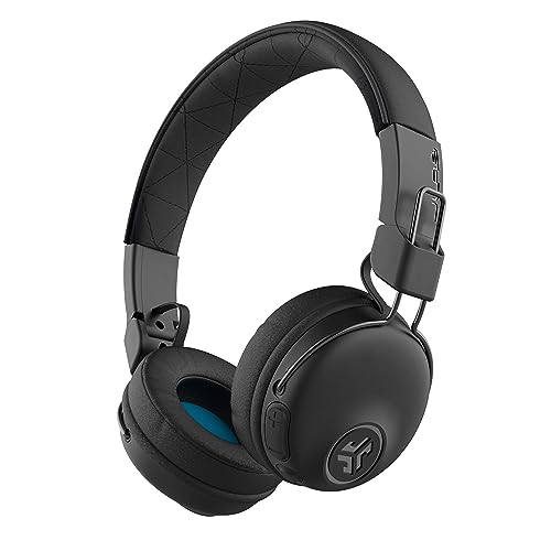 JLab Studio Bluetooth Wireless On-Ear Headphones, 30+ Hour Bluetooth 5 Playtime, EQ3 Sound, Ultra-Plush Faux Leather & Cloud Foam Cushions, Track and Volume Controls, Black