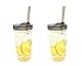 Ball 2 Glass Mason Drinking Jars with 2 Sip and Straw Lids (2, 24oz Jar)