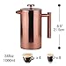 LA JOLIE MUSE French Press Coffee Maker Copper Finished,Double Walled Insulated Stainless Steel Coffee Press,2 Extra Screen Filters,34 oz 8 Cup, Christmas Home Decor Gift