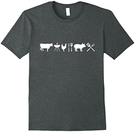 Mens Funny BBQ Emoji Animals Shirt Grilling Cow Chicken Pig Pork 3XL Dark Heather