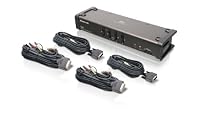 IOGEAR 4-Port DVI KVMP Switch with Audio and 4-USB 2.0, DVI-D KVM Cables, GCS1104