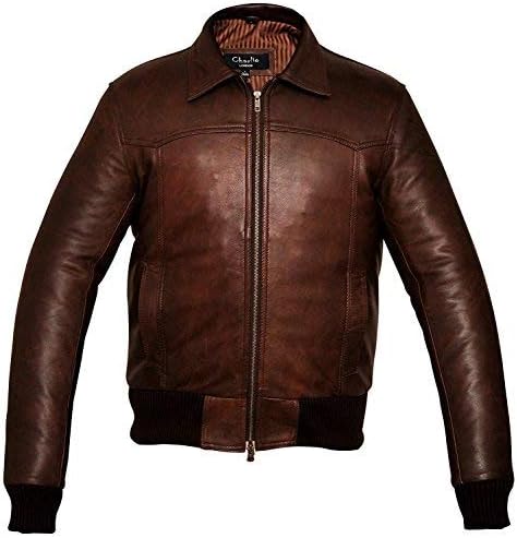 Charlie LONDON The Deal Vintage Brown Bomber Style Leather Jacket for Mens
