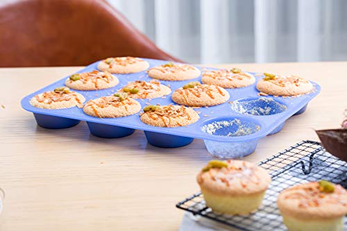 Aokinle Silicone Muffin Pan-Cupcake Baking Pan,12 Cup Bakeware Molds,Non-Stick BPA Free,Tray Tools
