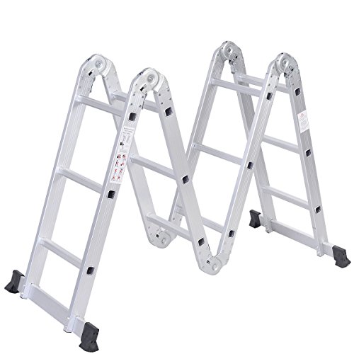 12.5ft En131 330lb Multi Purpose Step Platform Aluminum Folding Scaffold Ladder