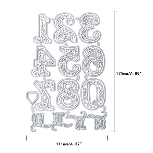 Conleke Lace Numbers Cutting Die Flower Shape Embossing Dies Carbon Steel Die Cuts Stencils for DIY Scrapbooking Album Paper Card Template Making Craft Decoration(10 Number)