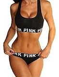 AURNEW Women's Sexy Gathered Shockproof Sports Two-Piece Lingerie Bikinis Sets