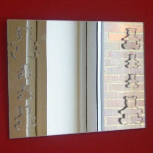Rectangle Mirror 30cm x 20cm with Four Big Teddys and Four Small Teddy Bear Mirrors