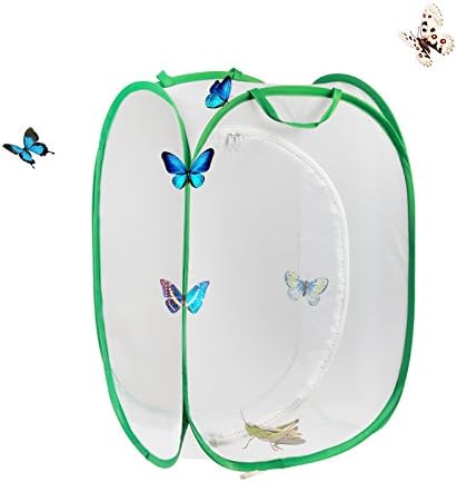 SEELOK Insect Butterfly Plant Habitat Terrarium Collapsible Butterflies Village Mesh Zip Net Cage with Clear Window