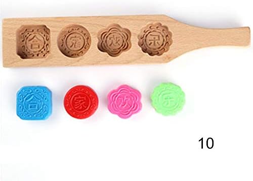 ECOSWAY 4 Flower Shape Grid Environmental Wooden Muffin Mooncake Cups Handmade Soap Molds Biscuit
