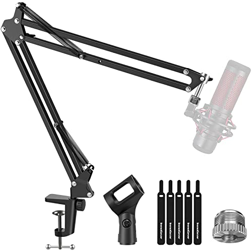 Brazo de micrófono InnoGear, brazo de micrófono mejorado, soporte de suspensión de pluma con clip adaptador de tornillo de 3/8 a 5/8 para Blue Yeti Snowball, HyperX QuadCast SoloCast, Yeti x y otros micrófonos, grande