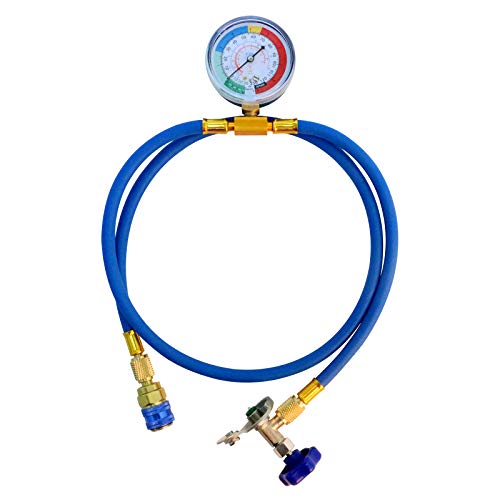 BELEY Automotive A/C R134A R22 R12 Refrigerant/Freon Can Tap Charging Hose Kit with Pressure Gauge for Home & Car Air Conditioning