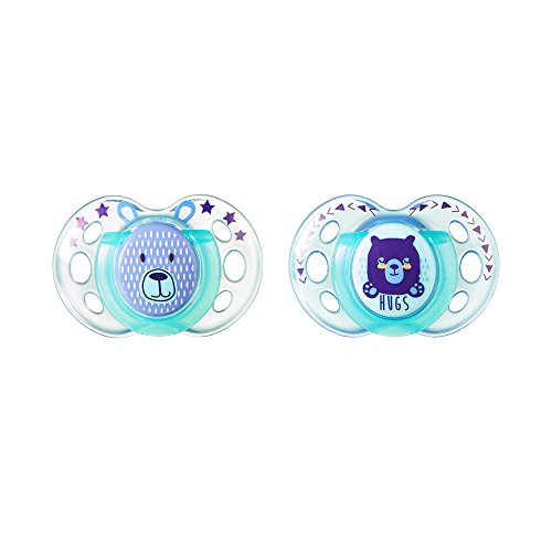 Tommee Tippee Closer To Nature Night Pacifier, 18-36 Months, 2 Count (Colors will vary)