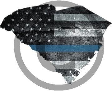 Yellow Dog 5" South Carolina Sc Tattered Subdued American Flag Thin Blue Line State Shape Law Enforcement Sticker