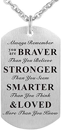 Inspirational Stainless Steel Dog Tag Pendant Necklace Keychain Men Women