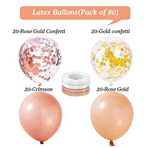 image for RUBFAC 80pcs 12 Inches Glitter Latex Balloons (Rose Gold, Rose Gold Co