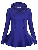 Cestyle Women Long Sleeve Flare Hem Peplum Tops Causal Hooded Pullover