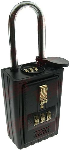 NU-SET 2046S-3 3-Letter Combination Lock Box with Self Scrambling A to Z Dials and Combination Locking Shackle