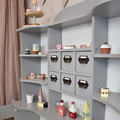 roba Kaufladen aus Holz - Großer Kaufmannsladen für Kinder - Marktstand (grau/weiß) – Bild 5