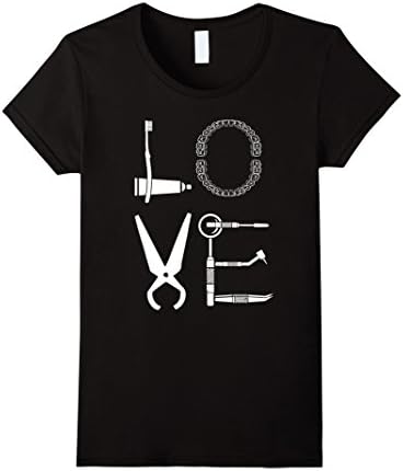 Womens Dental Hygienist Shirt LOVE Shirt Funny Gift For Dentist Medium Black