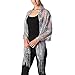 Women's Abstract Floral Sequin Decor Evening Wrap Shawl Party Scarf with Tassel (Silver Grey)