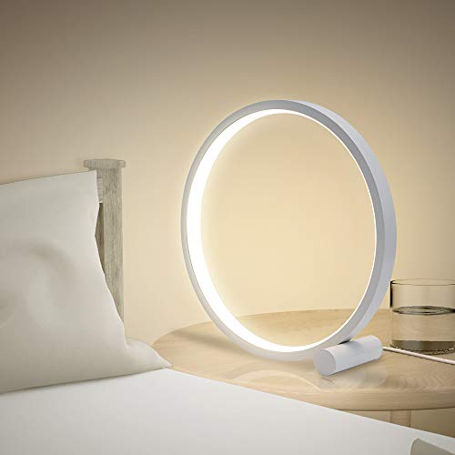 Cool Circle Design Led Table Reading Lamp Desk Light, Modern Metal Bedroom Bedsie Lamp Eye Caring Study Lamp Kid Room Nightstand Headboard Living Room Daylight White