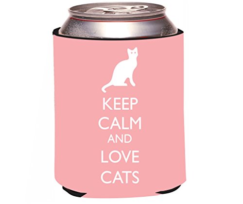 Rikki Knight Keep Calm and Love Cats Light Pink Color Design Drinks Cooler Neoprene Beverage Insulators Huggers