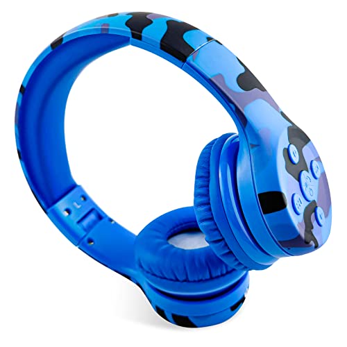 YUSONIC Kids Bluetooth Headphones Foldable Blue Camo
