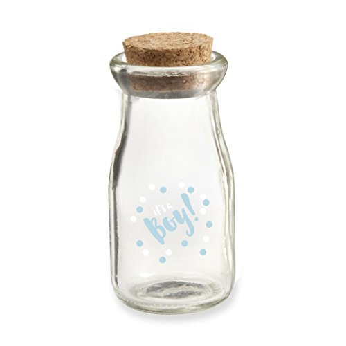 Click Here to See More Images Kate Aspen BOY2 It's a Boy Milk Jar (Set of 12) Favor, Clear