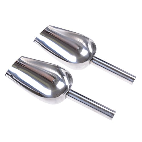 2 Pcs Durable Rust-free Stainless Steel Bar Ice Scoop for Ice Goods Candy Spice Tea