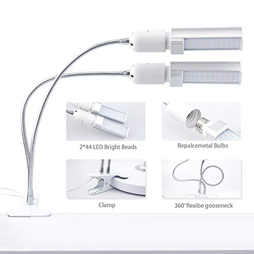 Grow Lights for Indoor Plants - A Plus LED Indoor Plant Lights, Dual Head Full Spectrum Sunlike Grow Light, Double Switch Flower Lamp, with Replaceable E27 Bulb, Professional for Seedling - Thumbnail 2