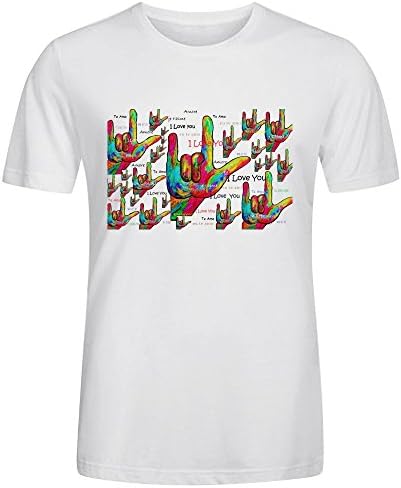 Love In Any Language Prints Men's Cotton T Shirt O Neck White