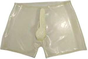 ALMYMM Latex Boxer Shorts Transparent with Penis Sheath, Latex Underwear Men, Exotic Pants Shorts Men, Briefs Fetish Cosplay 