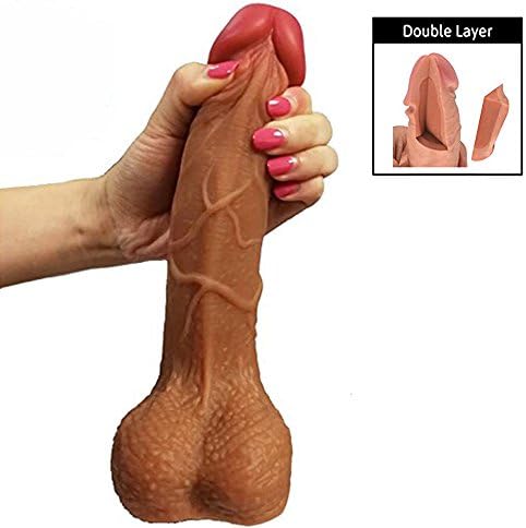 8 Inches Soft D-i-ld-os Realistic Double Liquid Silicone P-e-nis with Suction Base