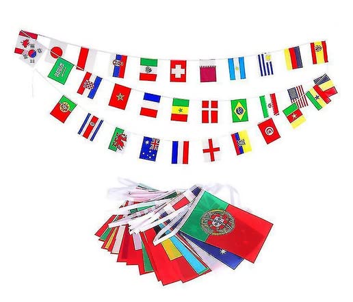AZ FLAG Football 2022 World Cup Qatar 20 meters BUNTING Flag 32 flags 18'' x 12'' - Soccer World Championship STRING flags 30 x 45 cm