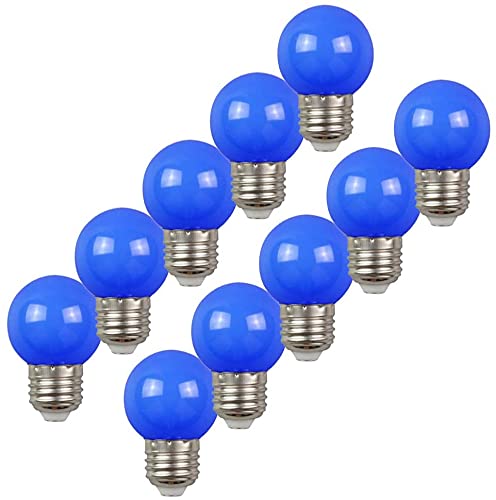 Aiwerttes Colored Bulbs LED 2W E27 G45 Lighting Bulb for Party Lighting,Outdoor Patio Party Christmas,LED Coloured GolfBall Bulb - Blue,10 Packs