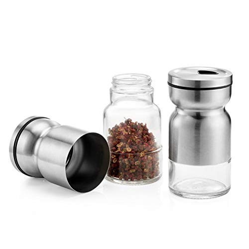 IDEALCRAFT Salt and Pepper Shaker, 2 Pack Stainless Steel Shakers with