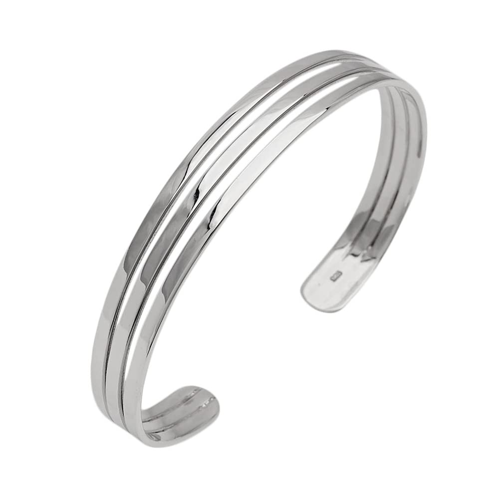 Treasure Bay Womens Silver Bracelet | 925 Sterling Silver Plain Cuff Bangle Bracelet for Ladies and Girls
