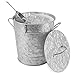 Galvanized Metal Ice Bucket and Scoop Steel Construction Plastic Insert Lid Included
