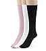 Silky Toes Women's Diabetic 3Pk Premium Soft Non-Binding Cotton Dress Socks (9-11, Black/Pink/White -3 Pairs)