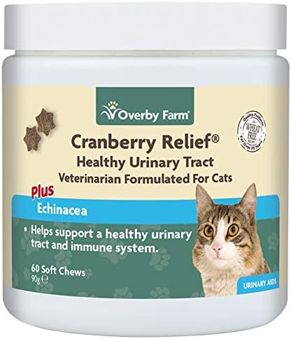Overby Farm Cranberry Relief | Soft Chew For UTI & Bladder Support - For Improved Immunity & Urinary Health | Tasty Chew Supplement To Prevent Infection For Cats Of All Breeds | 60 Chews