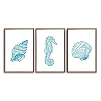 3 Piece Framed Canvas Wall Art Simple Seabed Elements Canvas Prints Home Artwork Decoration for Living Room,Bedroom - 16