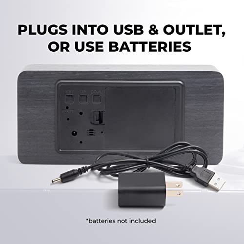 Digital Clock No Alarm Black Clock with Red Led Numbers, No Alarm