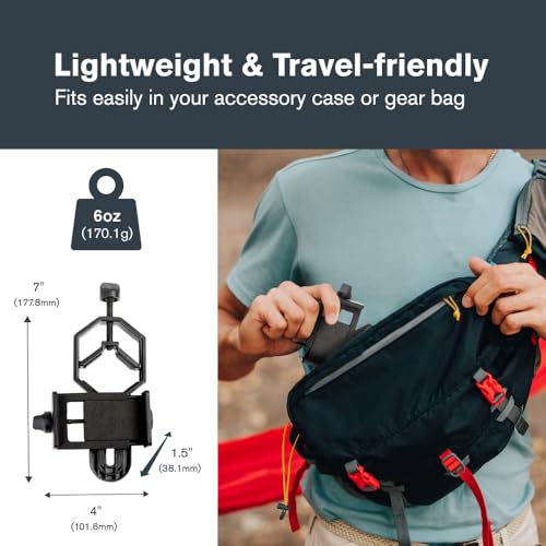 Celestron – Smartphone Adapter for Telescope, Binoculars & Spotting Scopes – Capture Images & Video Through Your Optics – Simple, Durable, Metal Body - Compact and Travel-Friendly