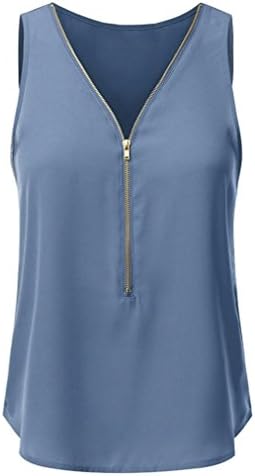 Leegor 2018 Women's Summer Casual Zipper V-Neck T-Shirt Sleeveless Vest Tank Tops Blouse